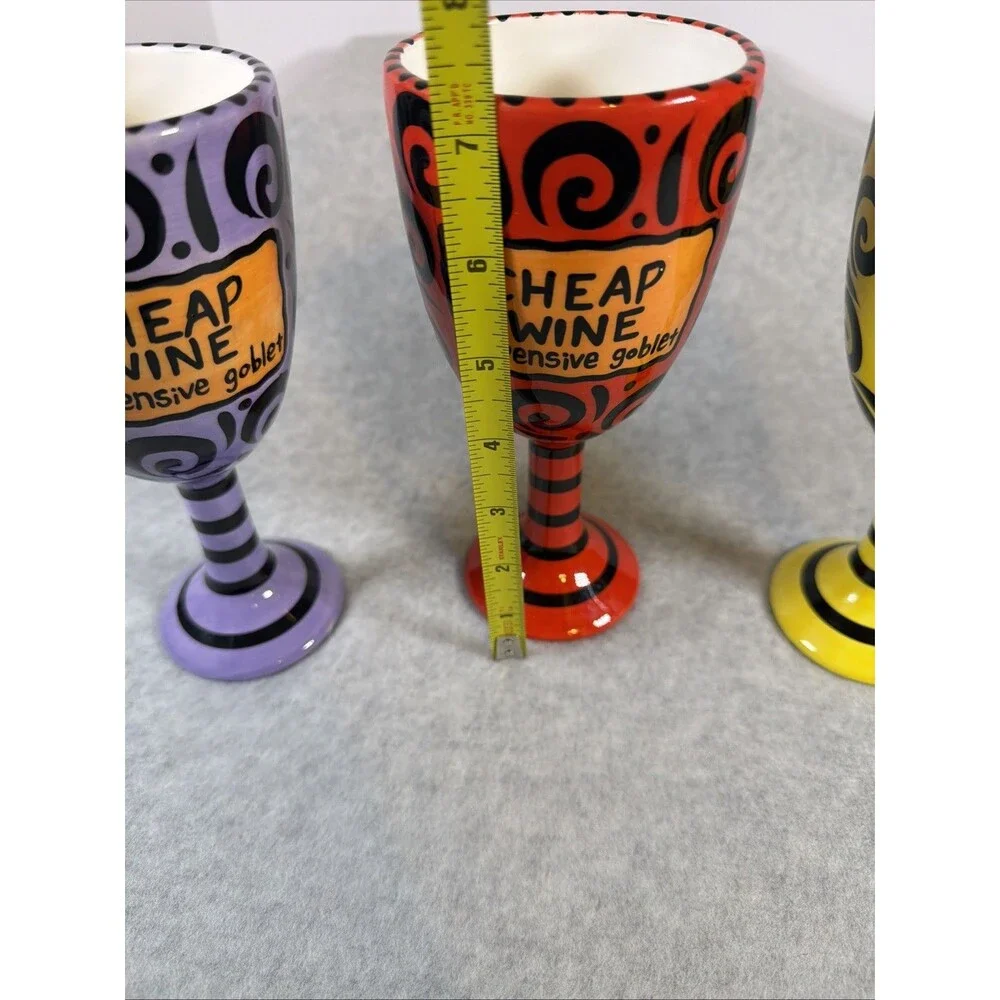 Our Name Is Mud Cheap Wine Expensive Goblet Ceramic Glass Set Of 3